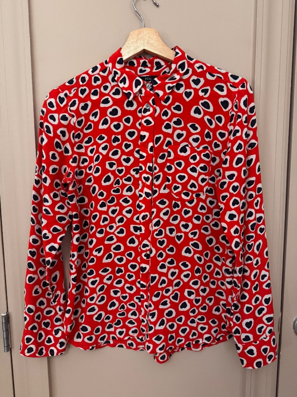 Rare Jcrew Silk Heart Blouse Size 4 x 2